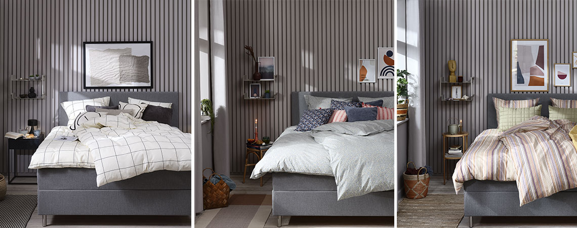 1 bedroom, 3 different bedroom styles A bedroom styled in three different ways