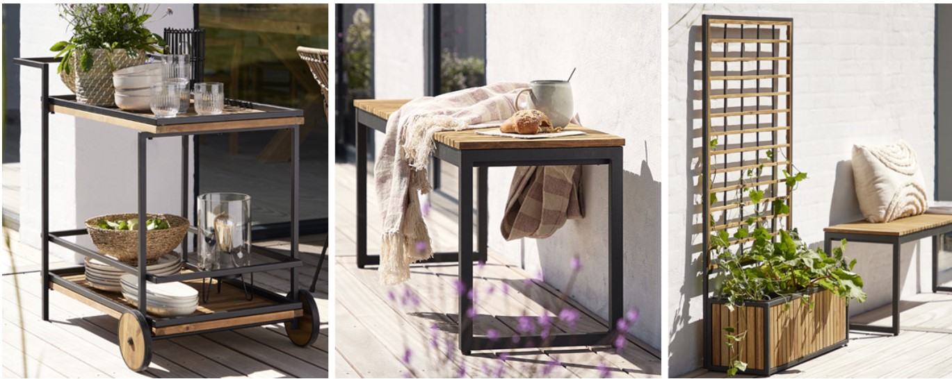 UGLIT lounge table, trolley and planter