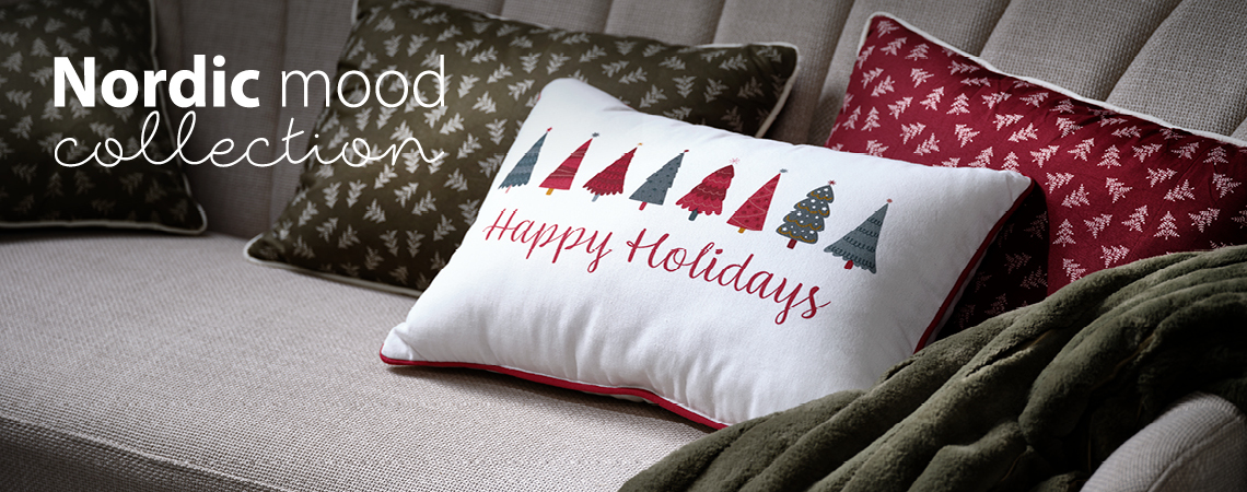 Festive Christmas cushions LUCIA and PETALIT and soft throw RHIMFAXE Scandinavian Christmas décor such as cushions and throws are popular