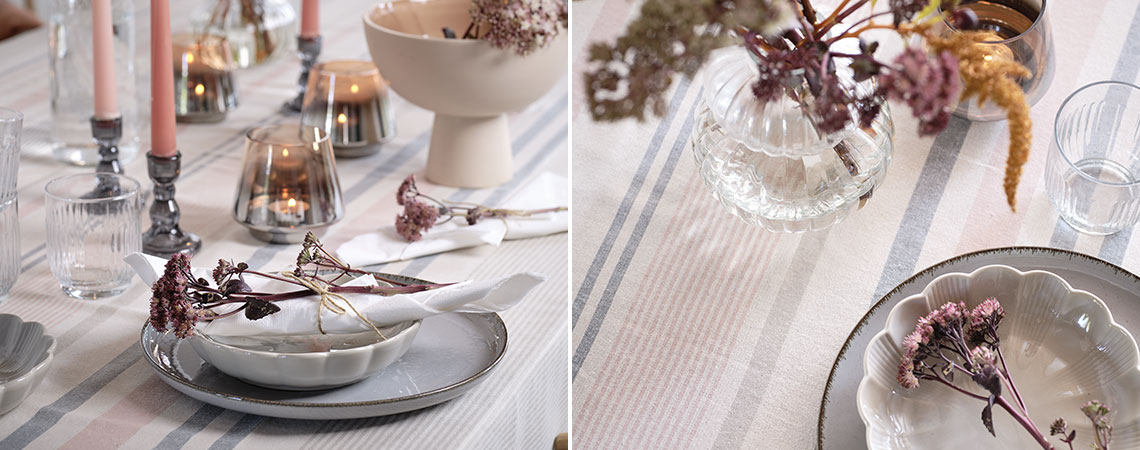 SIMON bowl, FERDUS plate, BRYNJE tealight holders Plate setting – where to put glasses and cutlery