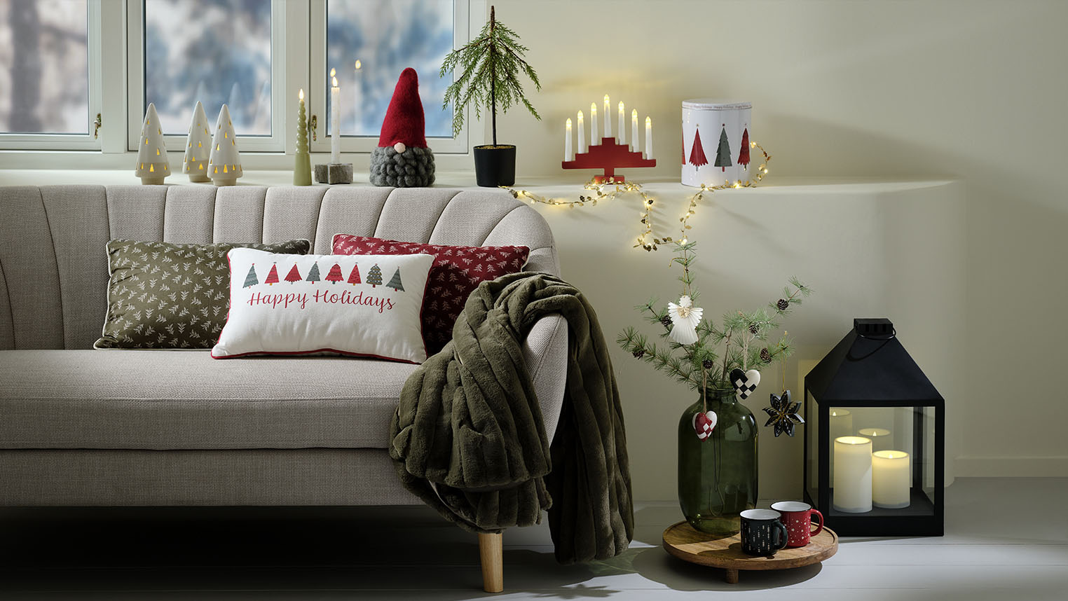 The new Nordic Mood Christmas collection is sure to bring merry joy to your home Cosy living room decorated with Scandinavian Christmas décor