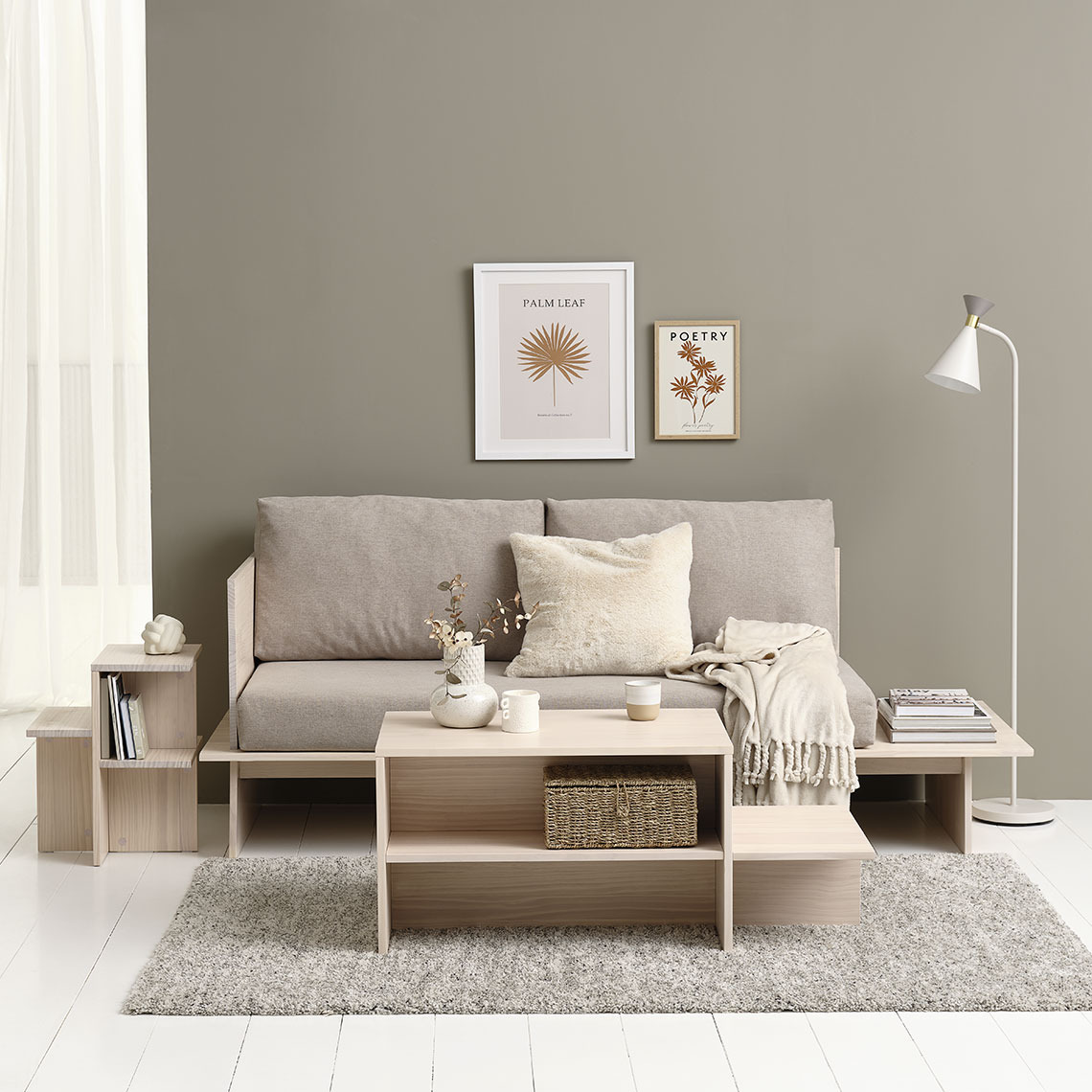 SOLLERUP daybed Beige 2-seater daybed with storage options
