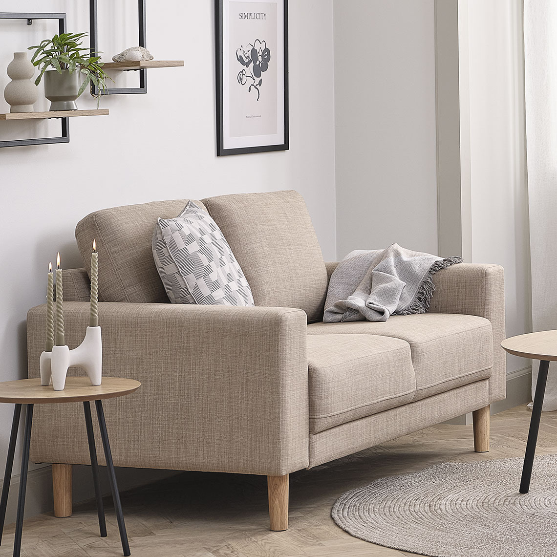 EGENSE 2-seater sofa Beige 2-seater sofa in a cosy corner