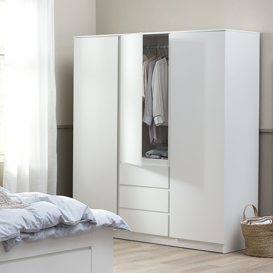 FANDRUP white 3 door wardrobe 3 door wardrobe with drawers