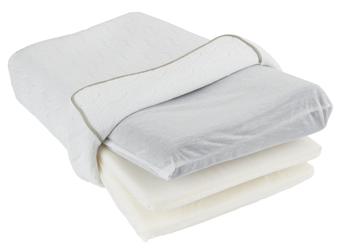 Contour pillow that can be opened to remove one or more layers 