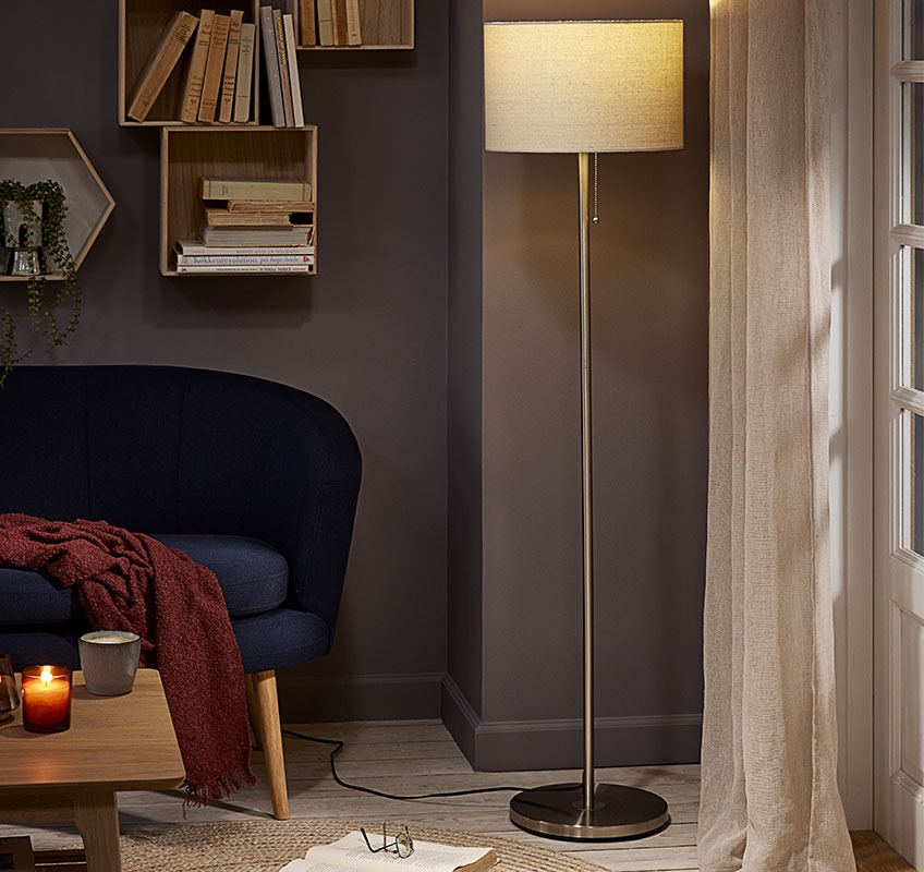 KRISTOF floor lamp Beige and chrome floor lamp