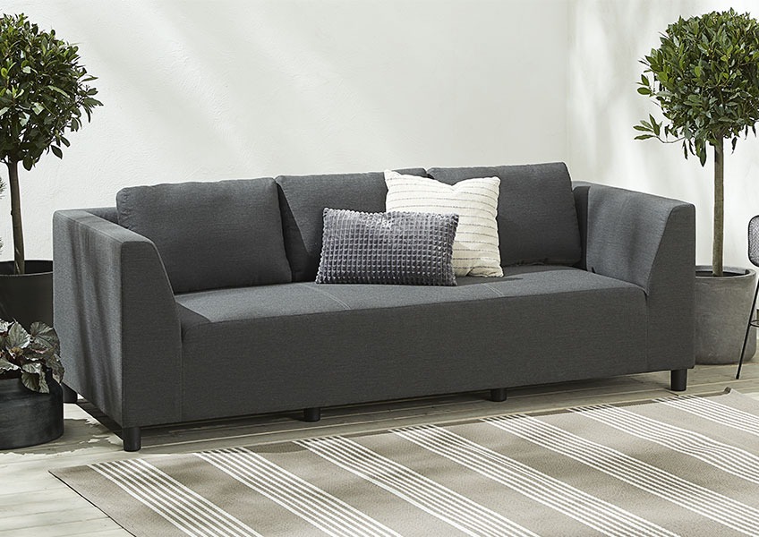 ODDE 3 persons lounge sofa in dark grey 3 persons all-weather lounge sofa in dark grey