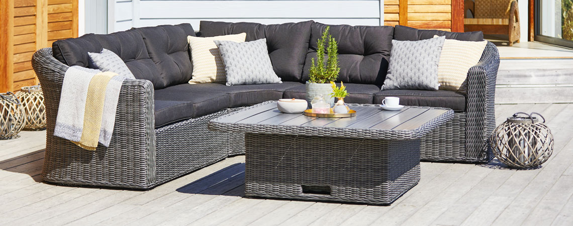 Relax in a comfortable lounge set on your patio patio placement and layout