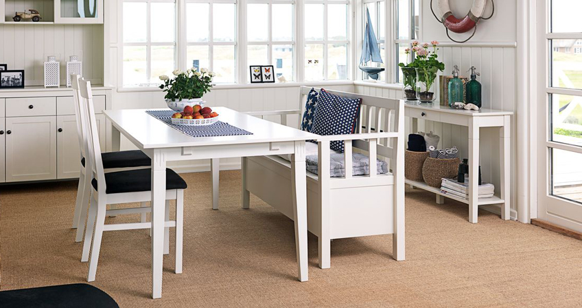 Space saving table and chairs with dining benches at JYSK Space saving table and chairs with dining benches at JYSK
